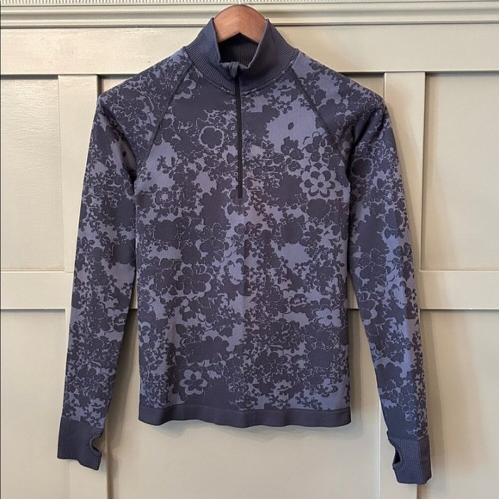 Krimson Klover Flora Zip Neck Baselayer Top Long Sleeve Gray Purple Size XS / S